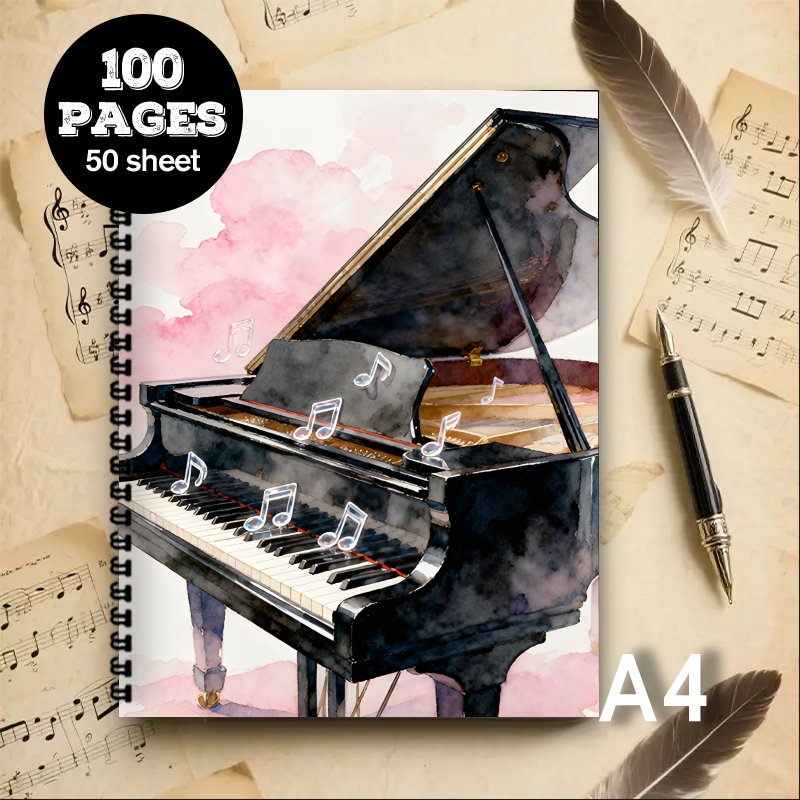 Blank Sheet Music Notebook - A4 Boyutu, Müzik Defteri, Çok Amaçlı