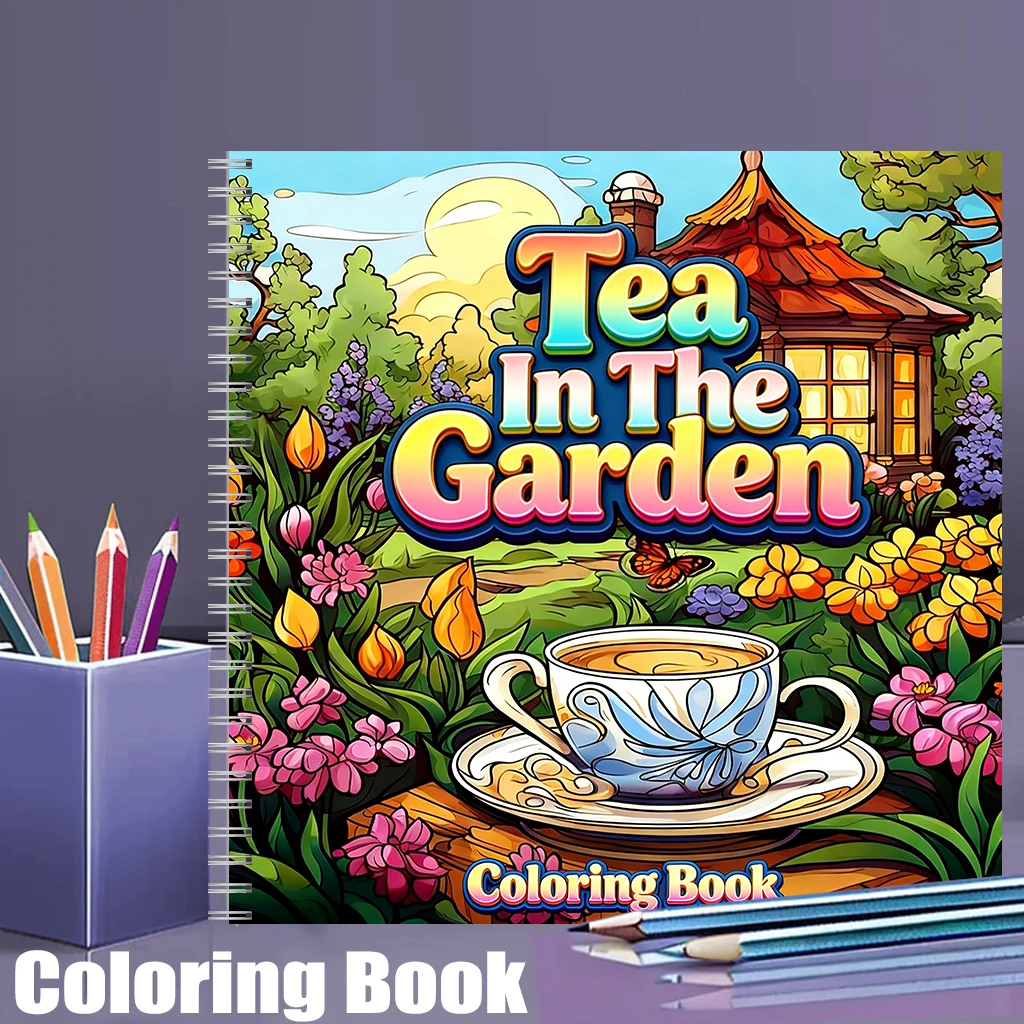 Adult Coloring Book Stress Relief - Bahçelerde Çay İçmek Yetişkinler İçin Boyama