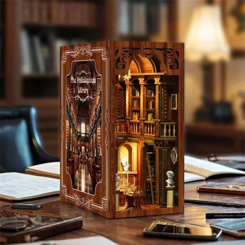 Felsefi Kütüphane Kitaplığı Ev - Diy Wooden Book Nook Kit Shelf Insert incelemesi ve fiyatı